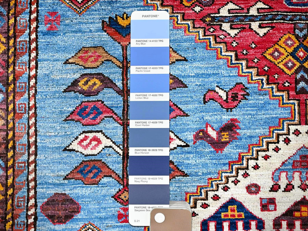 5'11" x 8'1" New Hand Knotted Blue Wool Rectangle Oriental Rug - MOA102571