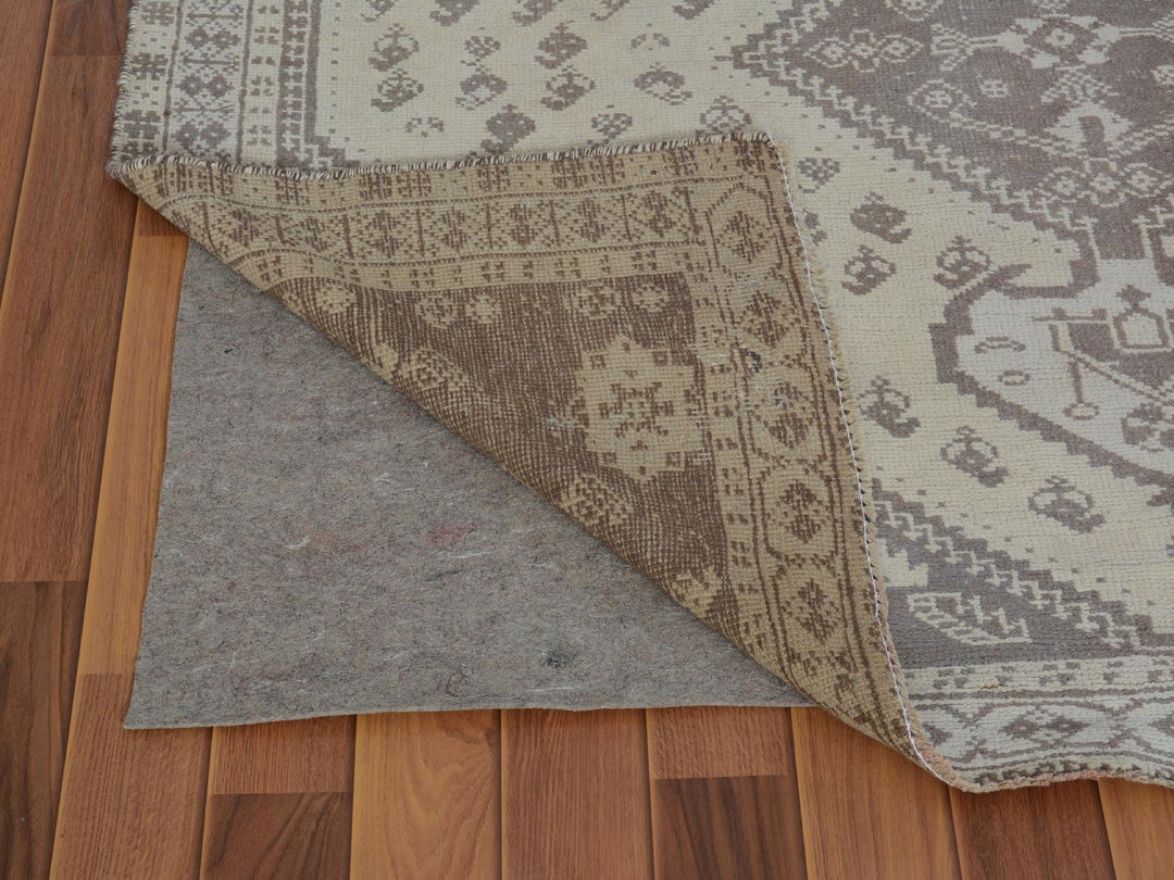 5'0" x 7'9" New Hand Knotted Beige Worn Wool Rectangle Oriental Rug - MOA10257236