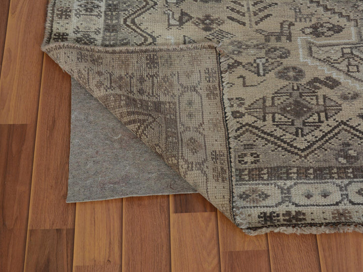 4'10" x 7'10" New Hand Knotted Beige Worn Wool Rectangle Oriental Rug - MOA10257237