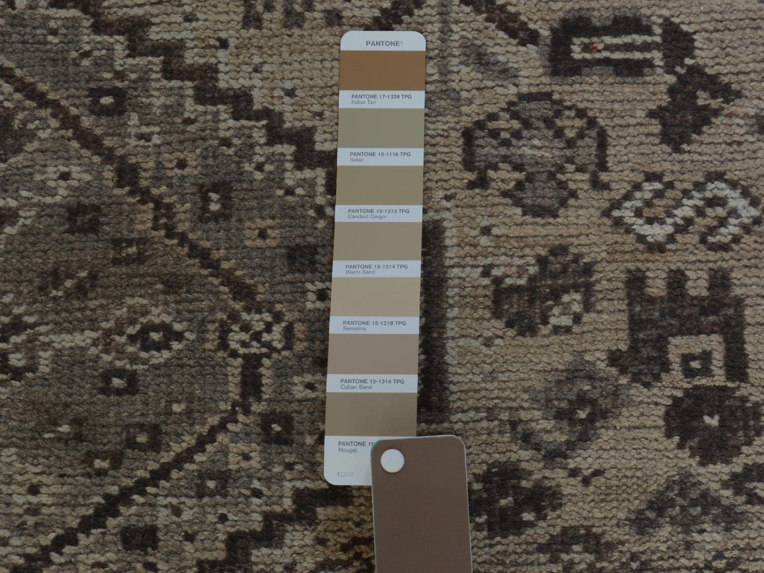 4'10" x 7'10" New Hand Knotted Beige Worn Wool Rectangle Oriental Rug - MOA10257237