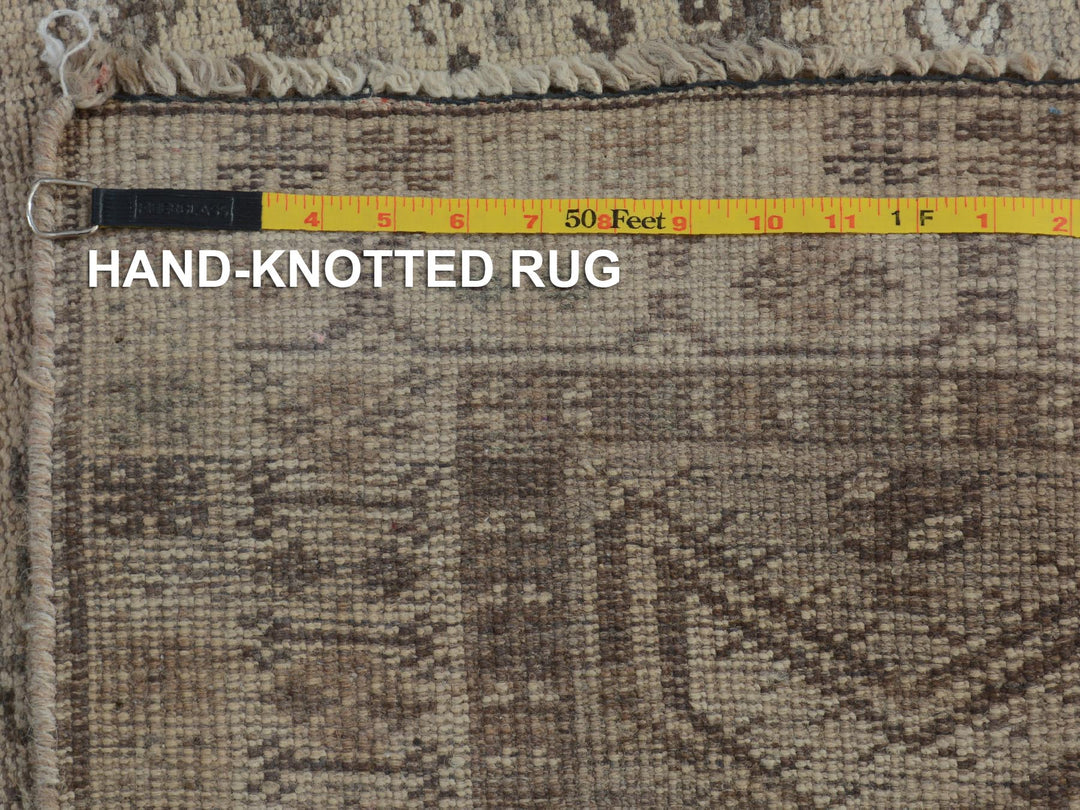 4'10" x 7'10" New Hand Knotted Beige Worn Wool Rectangle Oriental Rug - MOA10257237