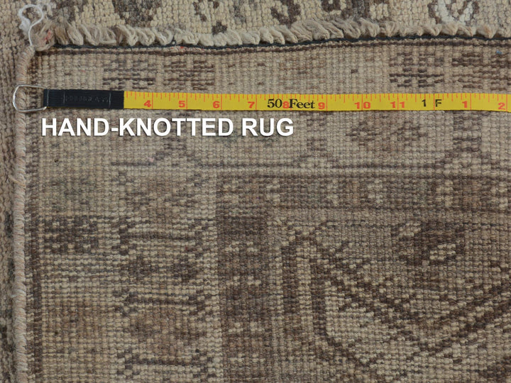 4'10" x 7'10" New Hand Knotted Beige Worn Wool Rectangle Oriental Rug - MOA10257237
