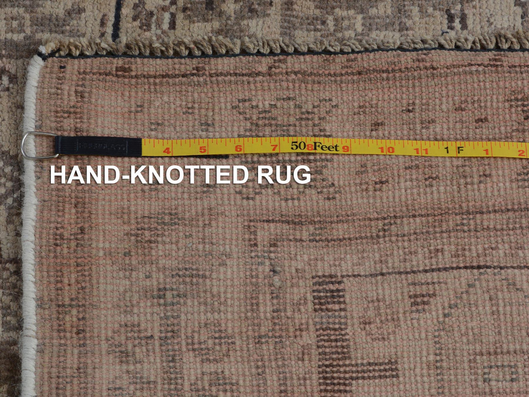 5'6" x 8'2" New Hand Knotted Brown Worn Wool Rectangle Oriental Rug - MOA10257245
