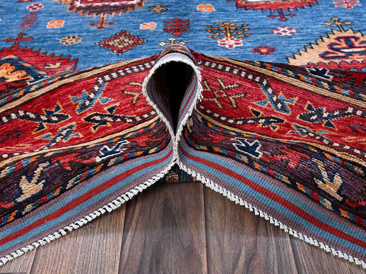 6'3" x 9'1" New Hand Knotted Blue Wool Rectangle Oriental Rug - MOA102573