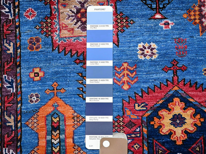 6'3" x 9'1" New Hand Knotted Blue Wool Rectangle Oriental Rug - MOA102573