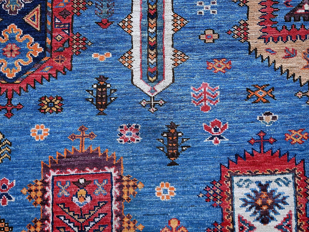 6'3" x 9'1" New Hand Knotted Blue Wool Rectangle Oriental Rug - MOA102573