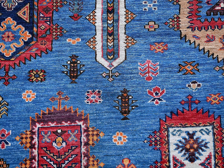 6'3" x 9'1" New Hand Knotted Blue Wool Rectangle Oriental Rug - MOA102573