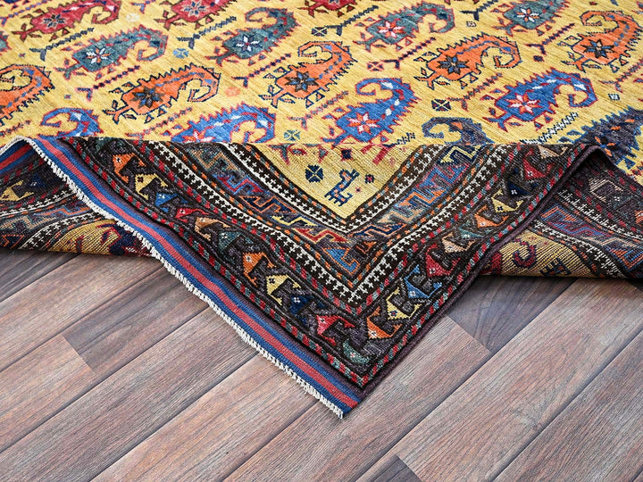 6'1" x 8'10" New Hand Knotted Yellow Wool Rectangle Oriental Rug - MOA102574