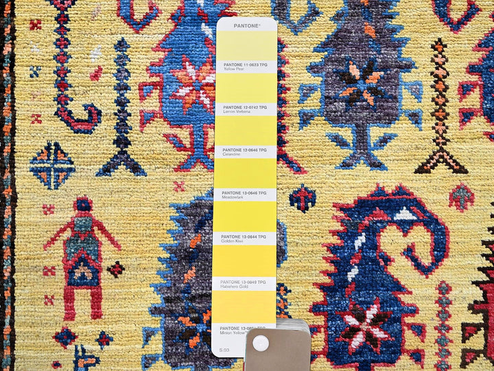6'1" x 8'10" New Hand Knotted Yellow Wool Rectangle Oriental Rug - MOA102574