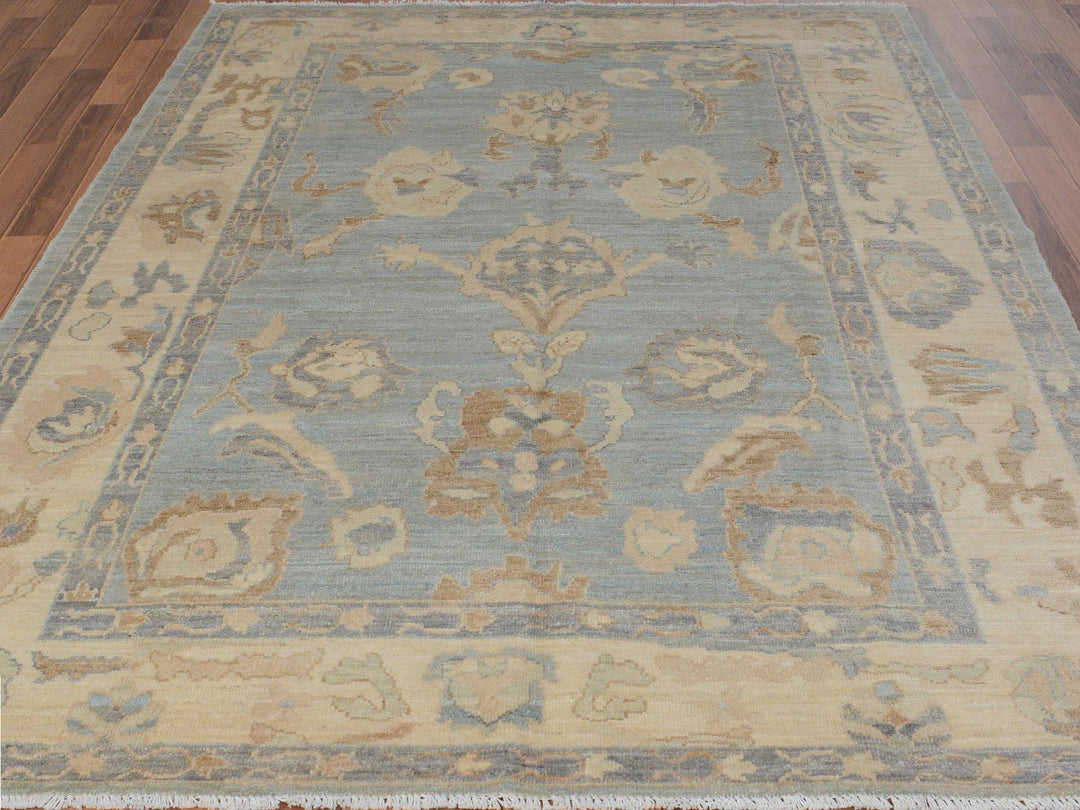 6'2" x 8'10" New Hand Knotted Grey Wool Rectangle Oriental Rug - MOA10257532
