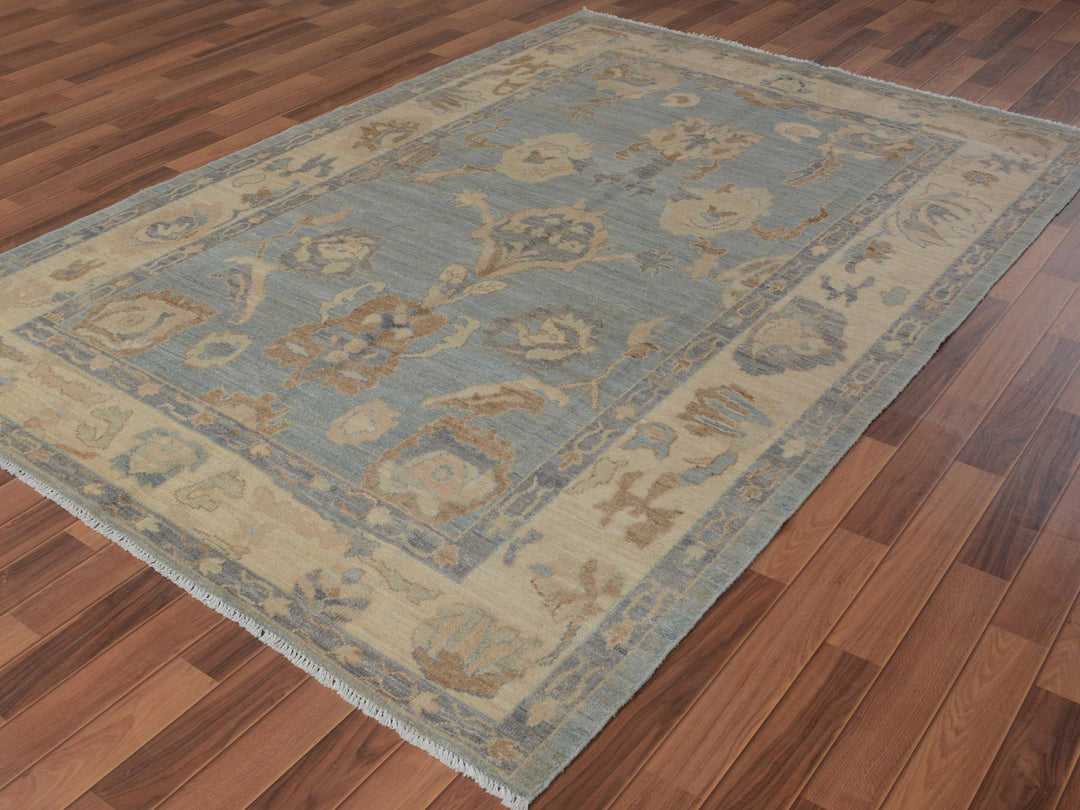 6'2" x 8'10" New Hand Knotted Grey Wool Rectangle Oriental Rug - MOA10257532