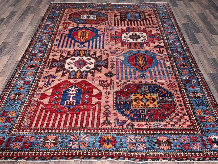 6'0" x 8'2" New Hand Knotted Pink Wool Rectangle Oriental Rug - MOA102575