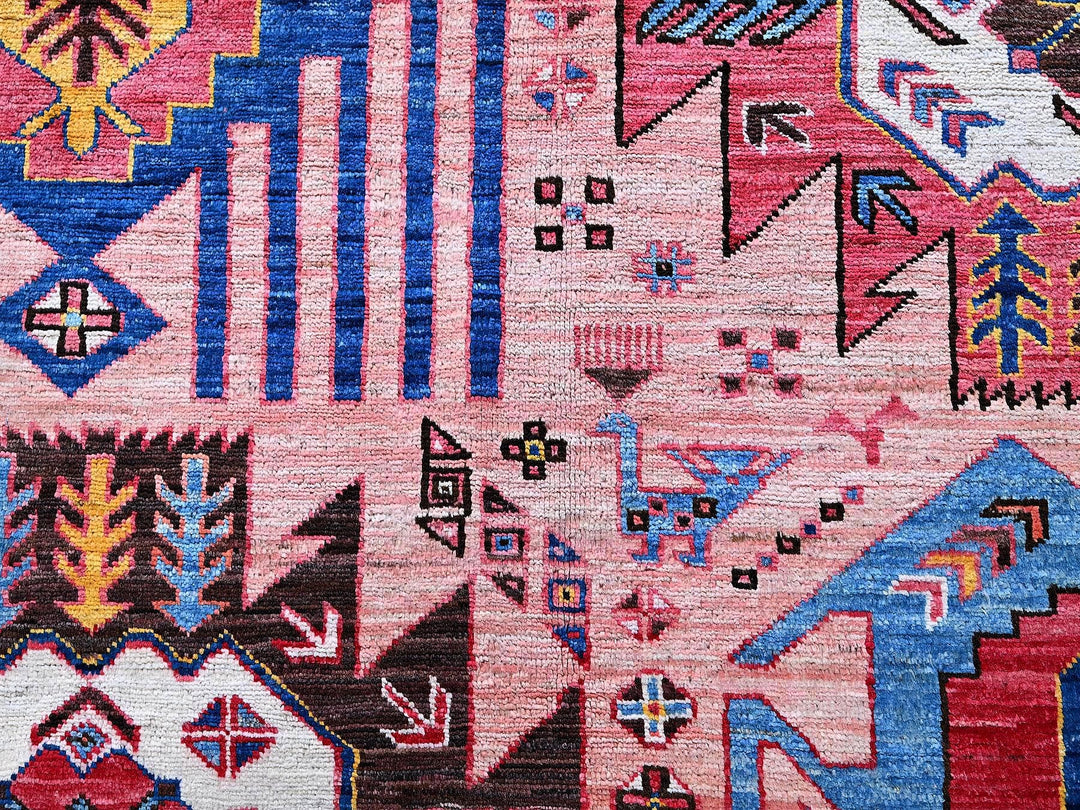 6'0" x 8'2" New Hand Knotted Pink Wool Rectangle Oriental Rug - MOA102575