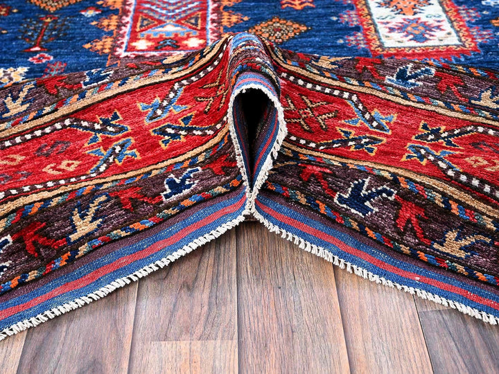 6'1" x 8'5" New Hand Knotted Blue Wool Rectangle Oriental Rug - MOA102576