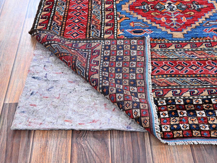 6'1" x 8'6" New Hand Knotted Blue Wool Rectangle Oriental Rug - MOA102577