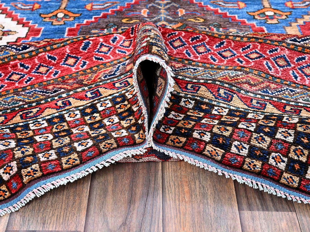 6'1" x 8'6" New Hand Knotted Blue Wool Rectangle Oriental Rug - MOA102577
