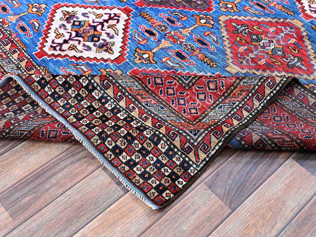 6'1" x 8'6" New Hand Knotted Blue Wool Rectangle Oriental Rug - MOA102577