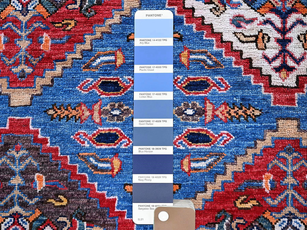 6'1" x 8'6" New Hand Knotted Blue Wool Rectangle Oriental Rug - MOA102577