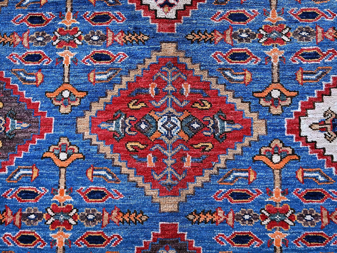 6'1" x 8'6" New Hand Knotted Blue Wool Rectangle Oriental Rug - MOA102577