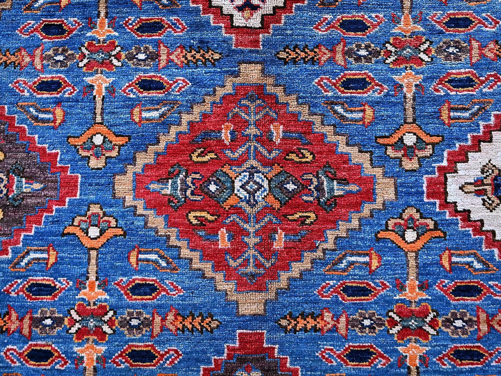 6'1" x 8'6" New Hand Knotted Blue Wool Rectangle Oriental Rug - MOA102577