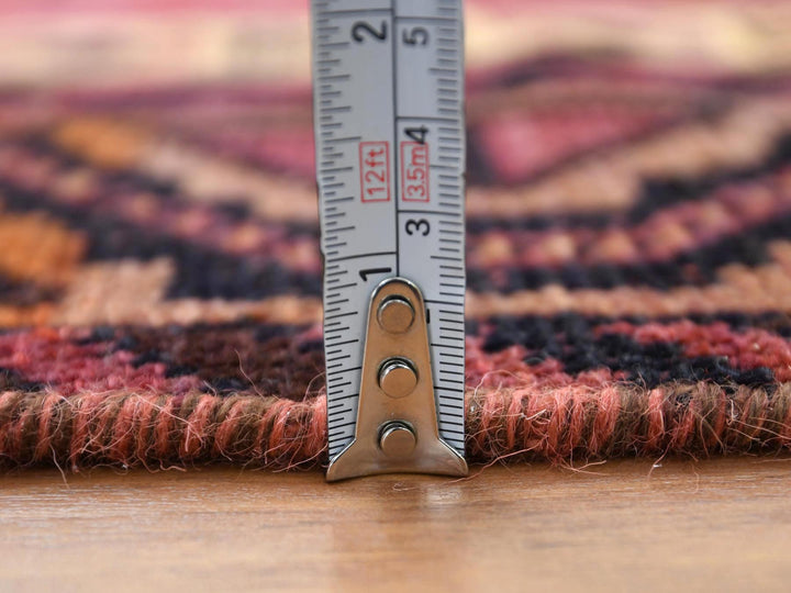 4'9" x 10'5" Vintage Hand Knotted Red Worn Wool Runner Oriental Rug - MOA10257864