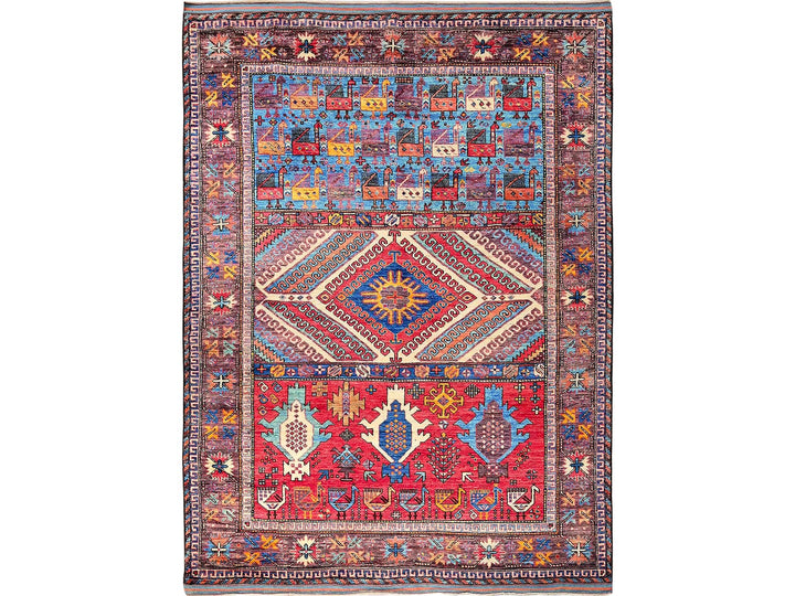 6'2" x 8'3" New Hand Knotted Multicolored Wool Rectangle Oriental Rug - MOA102578