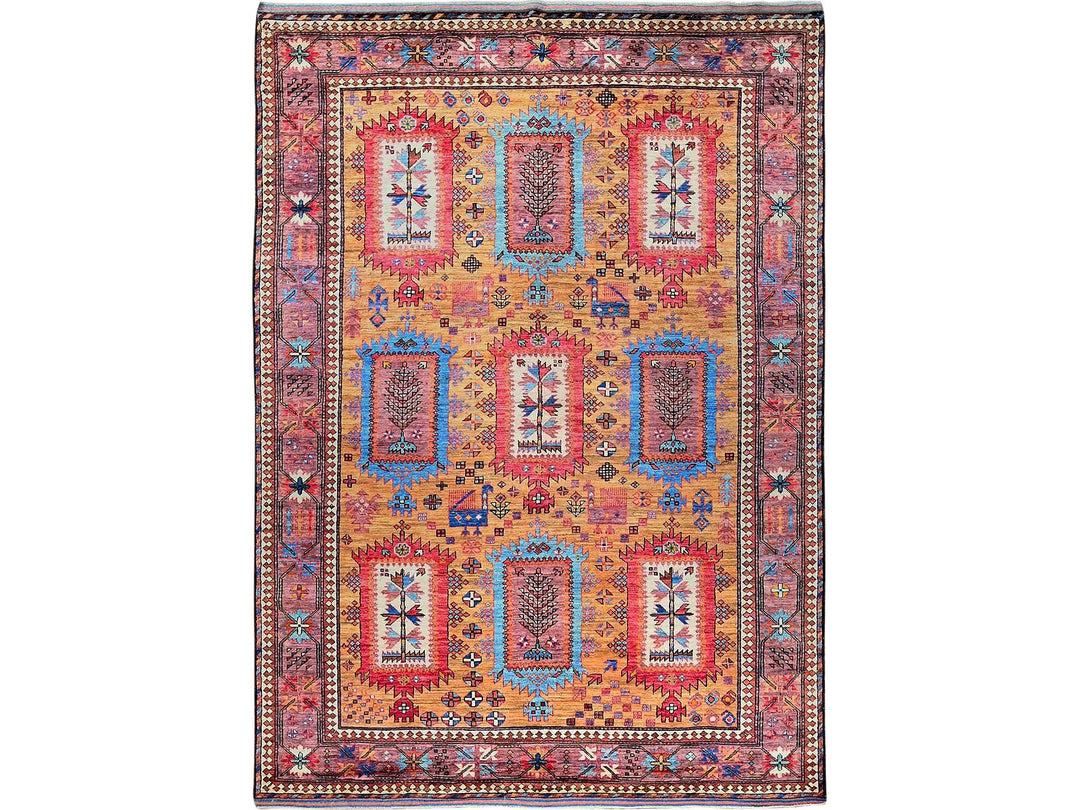 6'0" x 8'6" New Hand Knotted Brown Wool Rectangle Oriental Rug - MOA102579