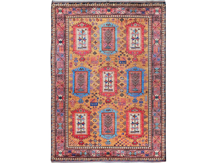6'0" x 8'6" New Hand Knotted Brown Wool Rectangle Oriental Rug - MOA102579