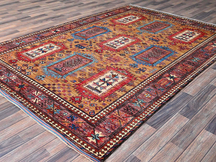 6'0" x 8'6" New Hand Knotted Brown Wool Rectangle Oriental Rug - MOA102579