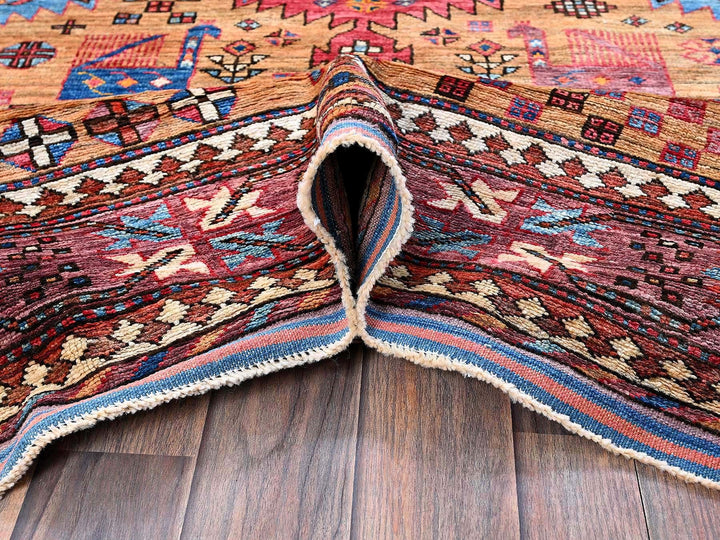 6'0" x 8'6" New Hand Knotted Brown Wool Rectangle Oriental Rug - MOA102579