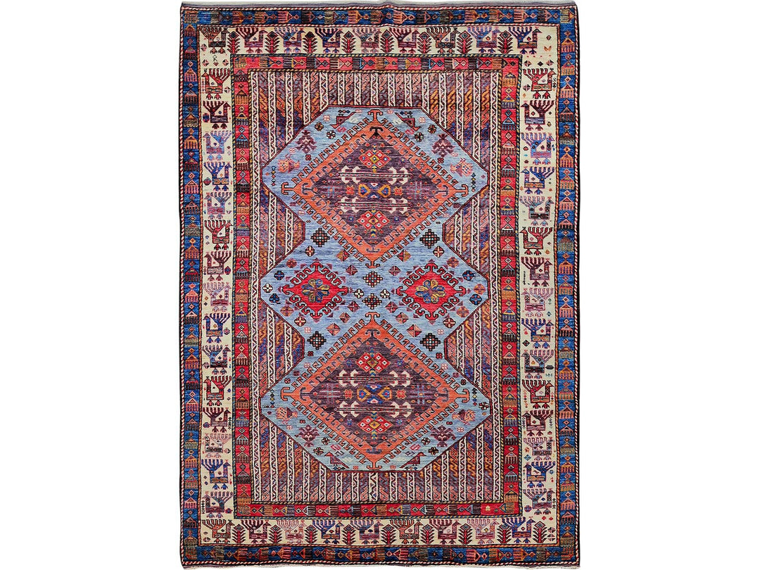 6'1" x 8'4" New Hand Knotted Purple Wool Rectangle Oriental Rug - MOA102580