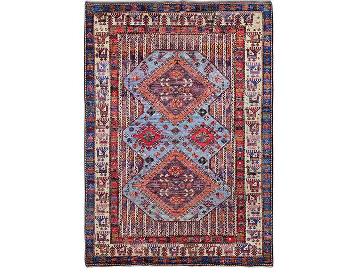 6'1" x 8'4" New Hand Knotted Purple Wool Rectangle Oriental Rug - MOA102580