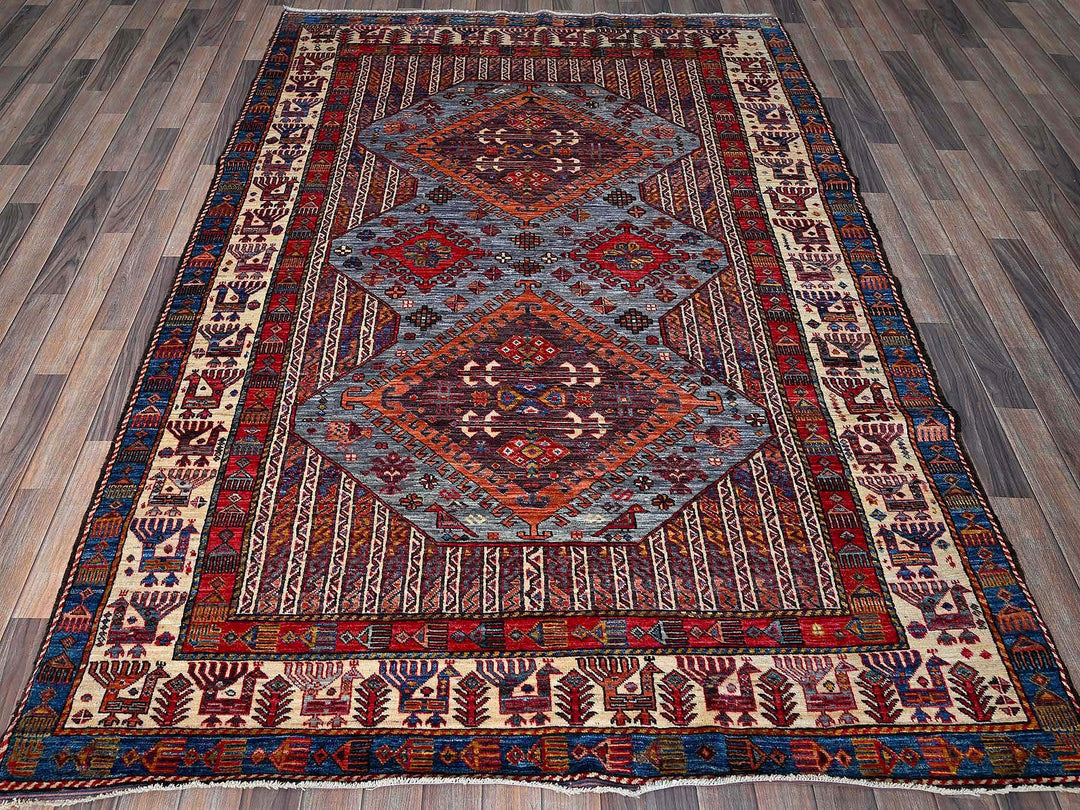6'1" x 8'4" New Hand Knotted Purple Wool Rectangle Oriental Rug - MOA102580