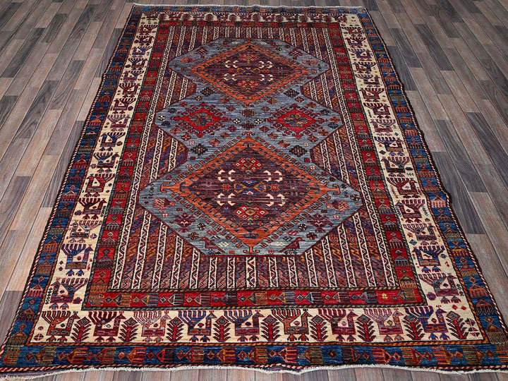 6'1" x 8'4" New Hand Knotted Purple Wool Rectangle Oriental Rug - MOA102580