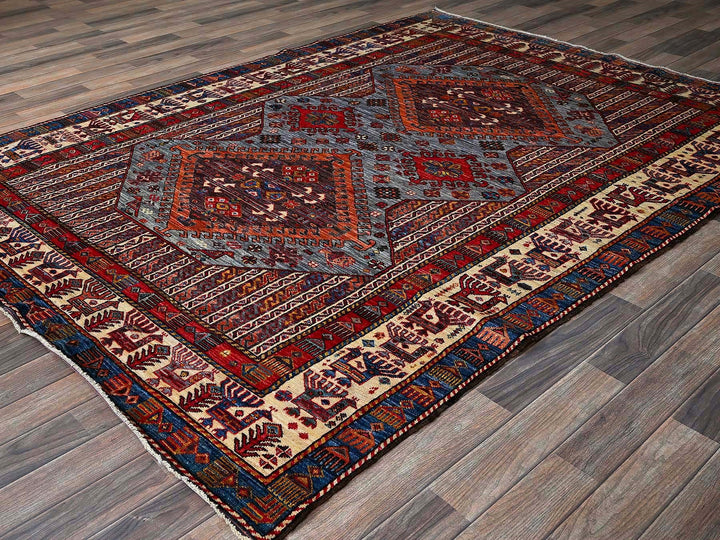 6'1" x 8'4" New Hand Knotted Purple Wool Rectangle Oriental Rug - MOA102580