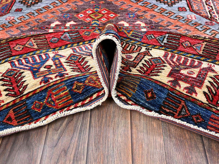 6'1" x 8'4" New Hand Knotted Purple Wool Rectangle Oriental Rug - MOA102580