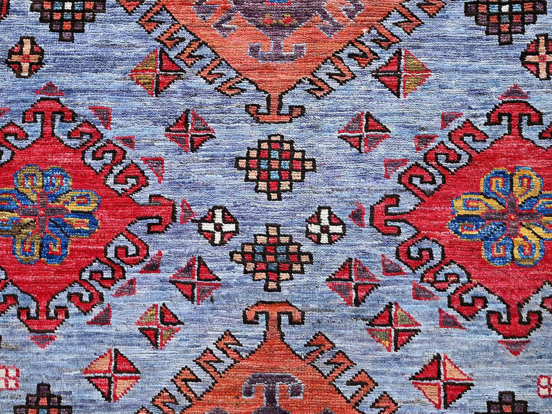 6'1" x 8'4" New Hand Knotted Purple Wool Rectangle Oriental Rug - MOA102580