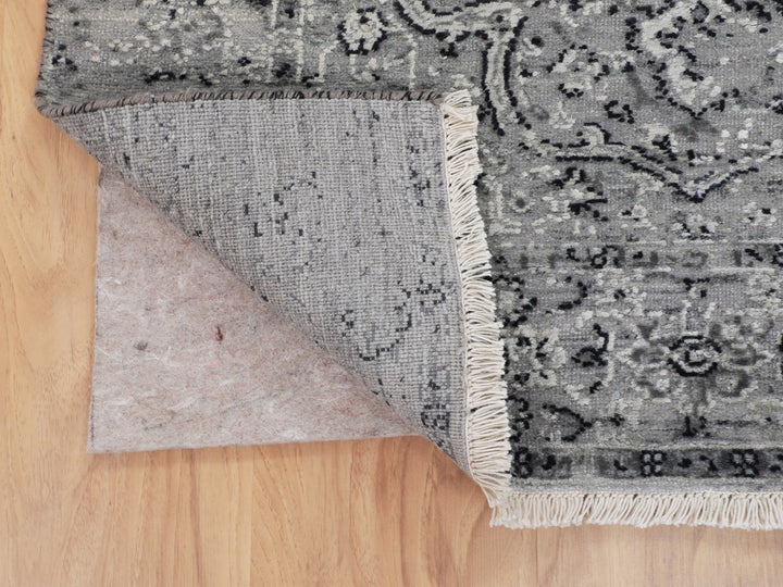 3'1" x 5'1" New Hand Knotted Grey Wool & Silk Rectangle Oriental Rug - MOA10258104