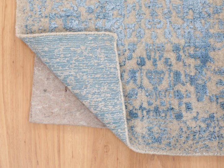 2'5" x 8'0" New Hand Loomed Blue Wool & Silk Runner Oriental Rug - MOA10258116