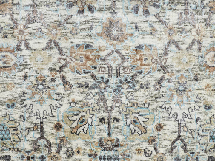 2'6" x 6'2" New Hand Knotted Ivory Wool & Silk Runner Oriental Rug - MOA10258143