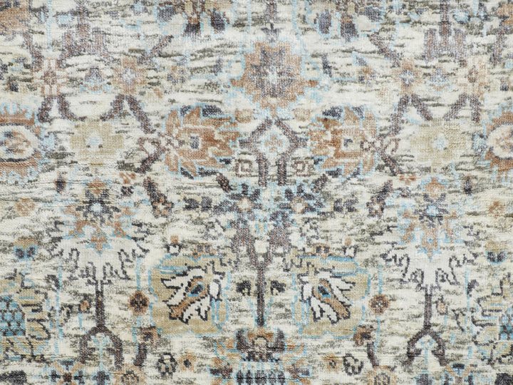 2'6" x 6'2" New Hand Knotted Ivory Wool & Silk Runner Oriental Rug - MOA10258150
