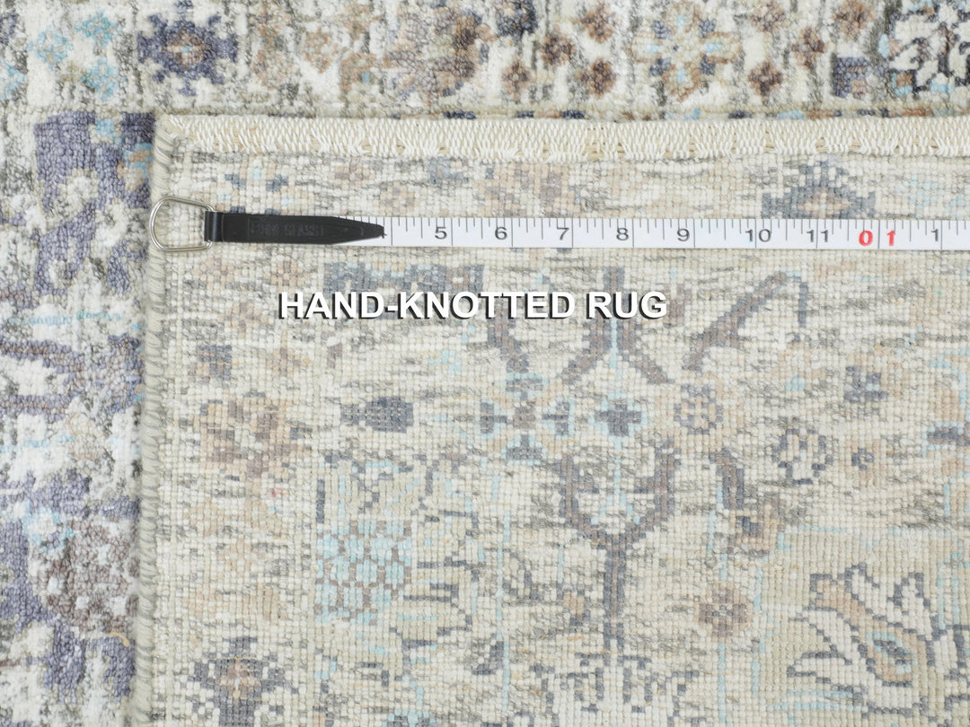 2'6" x 6'2" New Hand Knotted Ivory Wool & Silk Runner Oriental Rug - MOA10258150