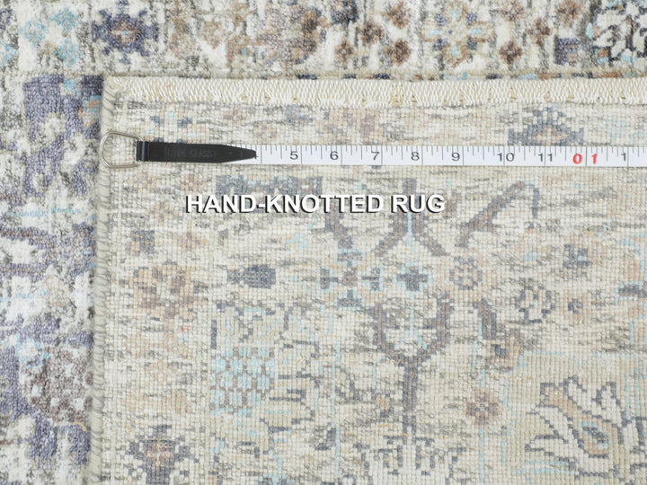 2'6" x 6'2" New Hand Knotted Ivory Wool & Silk Runner Oriental Rug - MOA10258150