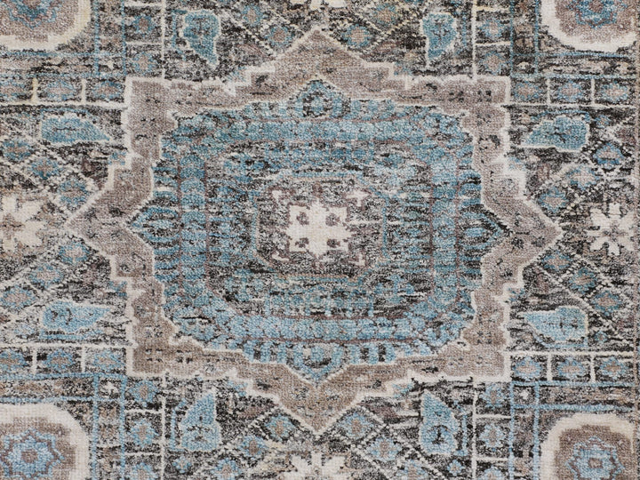 2'8" x 6'1" New Hand Knotted Blue Wool & Silk Runner Oriental Rug - MOA10258181