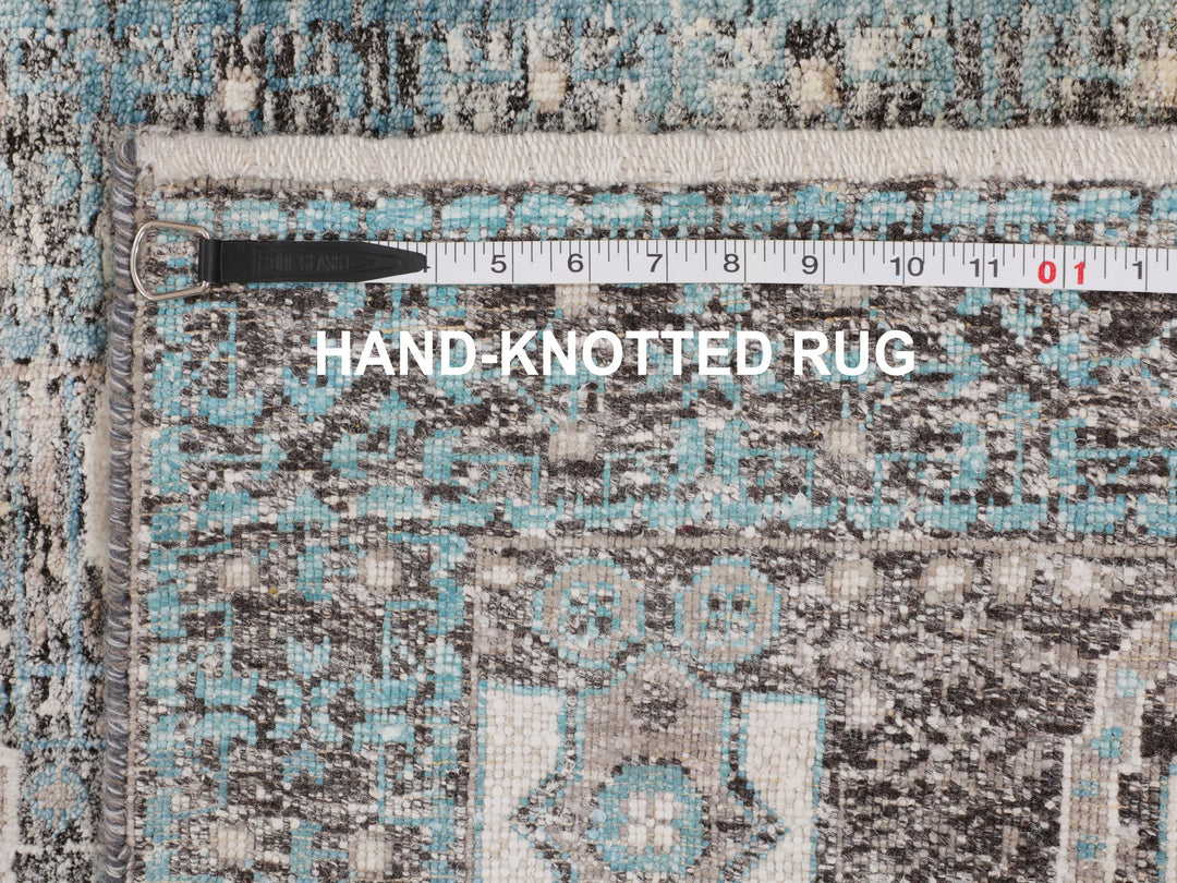 2'8" x 6'1" New Hand Knotted Blue Wool & Silk Runner Oriental Rug - MOA10258181