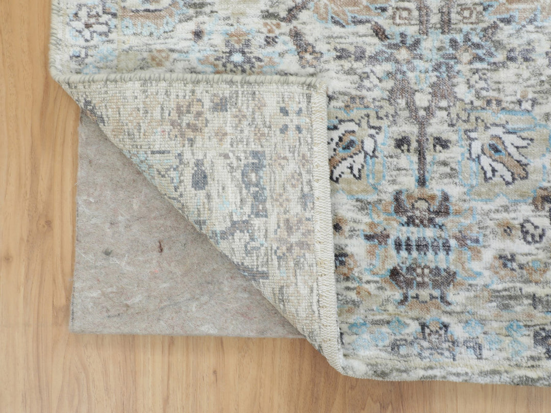 2'5" x 8'0" New Hand Knotted Ivory Wool & Silk Runner Oriental Rug - MOA10258200