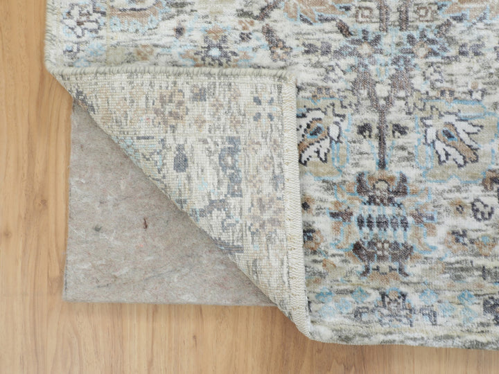 2'5" x 8'0" New Hand Knotted Ivory Wool & Silk Runner Oriental Rug - MOA10258200
