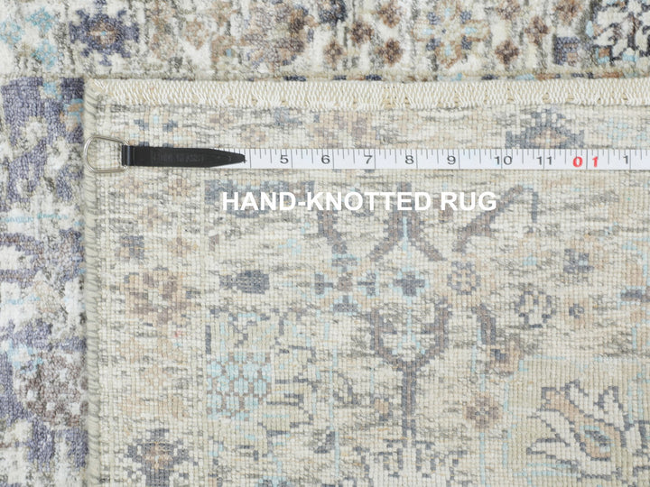 2'5" x 8'0" New Hand Knotted Ivory Silk Runner Oriental Rug - MOA10258200