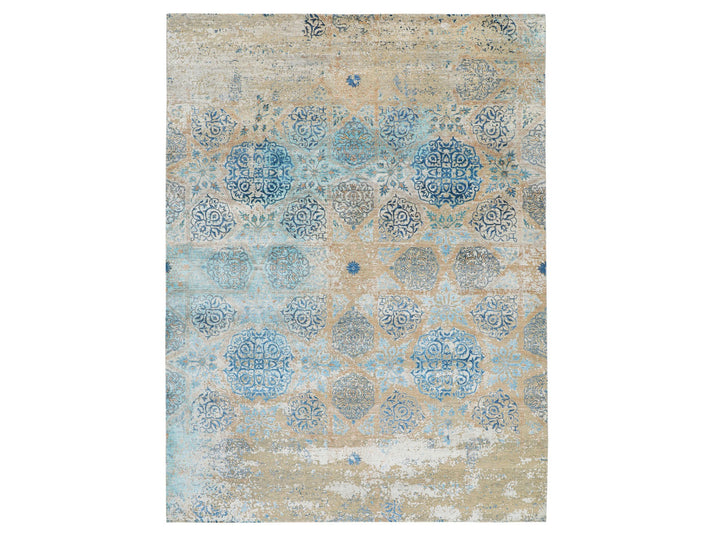 8'10" x 12'0" New Hand Knotted Grey Wool & Silk Rectangle Oriental Rug - MOA10258202