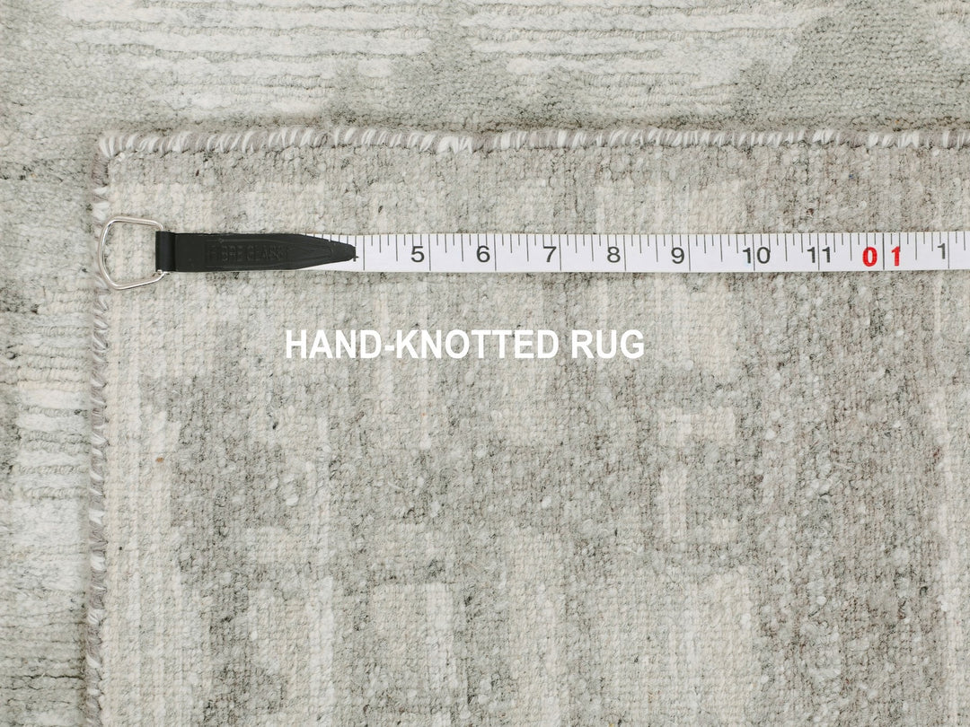 2'6" x 8'0" New Hand Knotted Grey Wool Runner Oriental Rug - MOA10258230